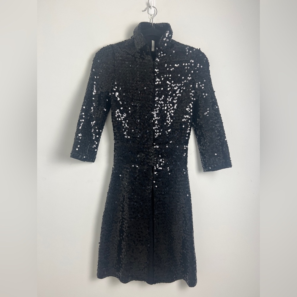 IISLI New York Size 2‎ Black Fully Sequined Collared Jacket Dress